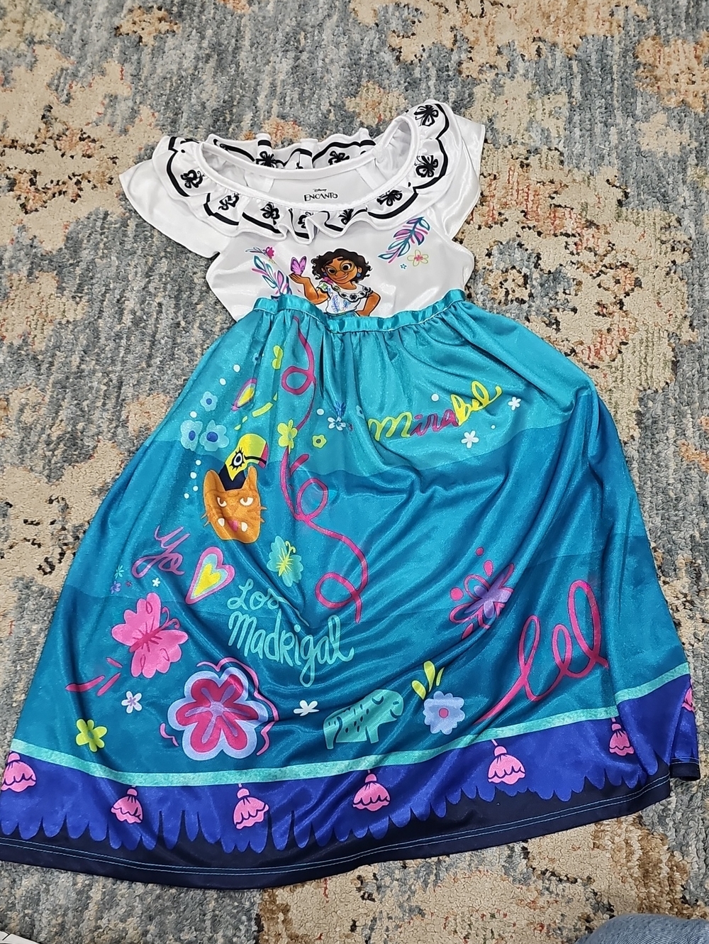 Disney Girls Mirabel Blue & White Floral Dress